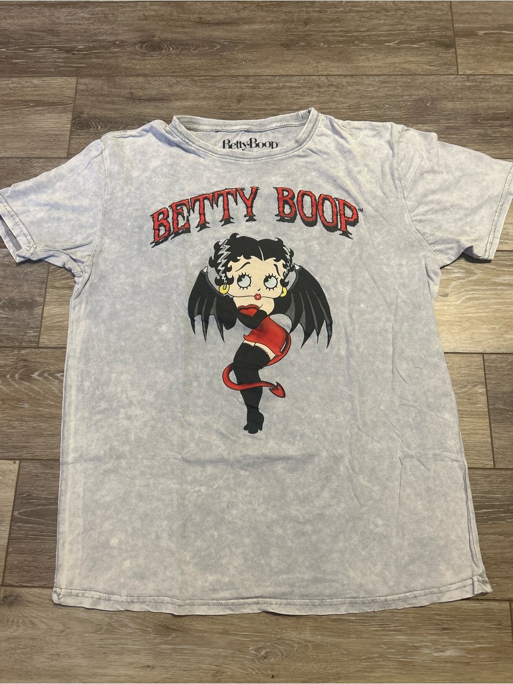 Betty Boop White Graphic Short Sleeve Tee with Red and Black Design